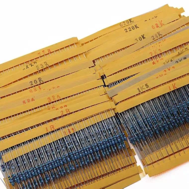 2600pcs Assorted Metal Film Resistors 130 Values 1/4W 0.25W 1% Fixed Resistor Kit for Electronics DIY Projects