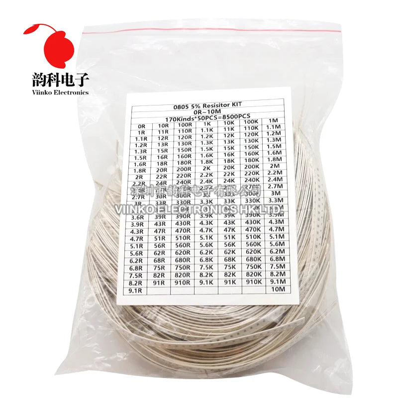 0402 0603 0805 1206 170Values 5% SMD Chip Resistor Assorted Kit 0R - 10M ohm Resistance Samples Set