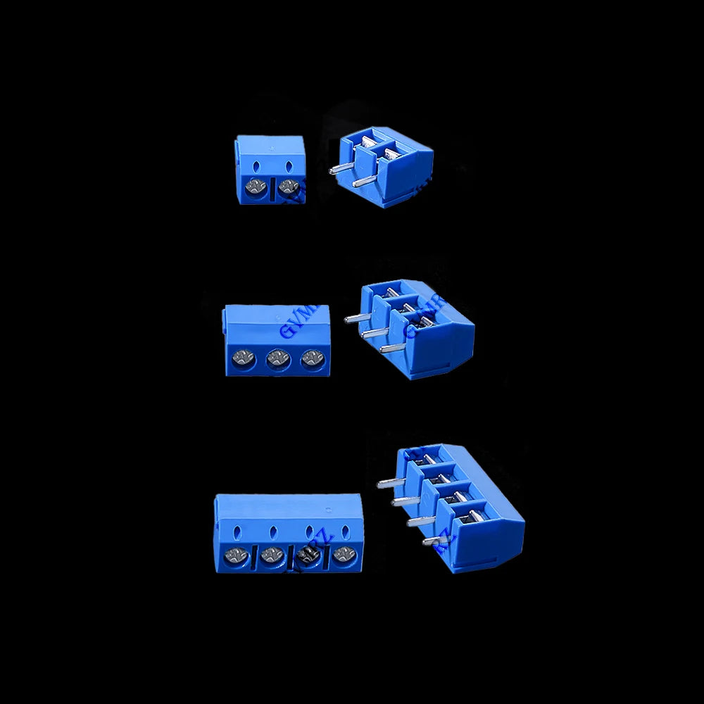 100PCS KF301-2P PCB Screw Terminal Block Connector KF301 Pitch 5.0MM 2P 3P 4P Splicable Kit Box KF301-2 Blue  KF301-3P KF-301