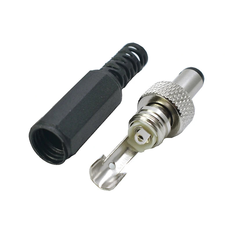2-10PCS 5.5MMx2.1MM/2.5mm Screw Locking DC Power Connector Female Plug & Metal Panel Mount Socket Locable Secure Standard Plug
