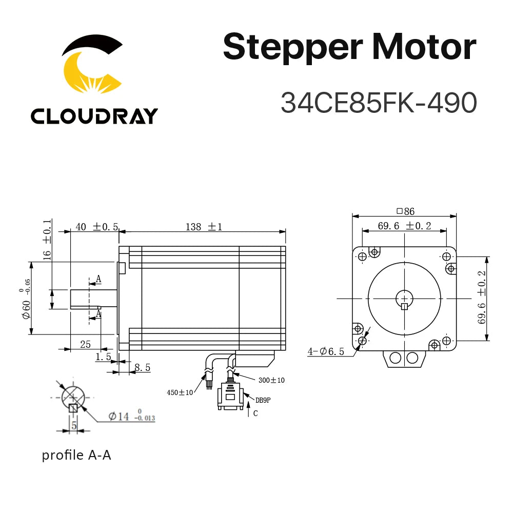 Cloudray Nema 34 Closed Stepper Motor Kit With Encoder  8.5N.m 4.9A and 20-80VAC/24-100 VDC Driver With 1.5M Free Cable