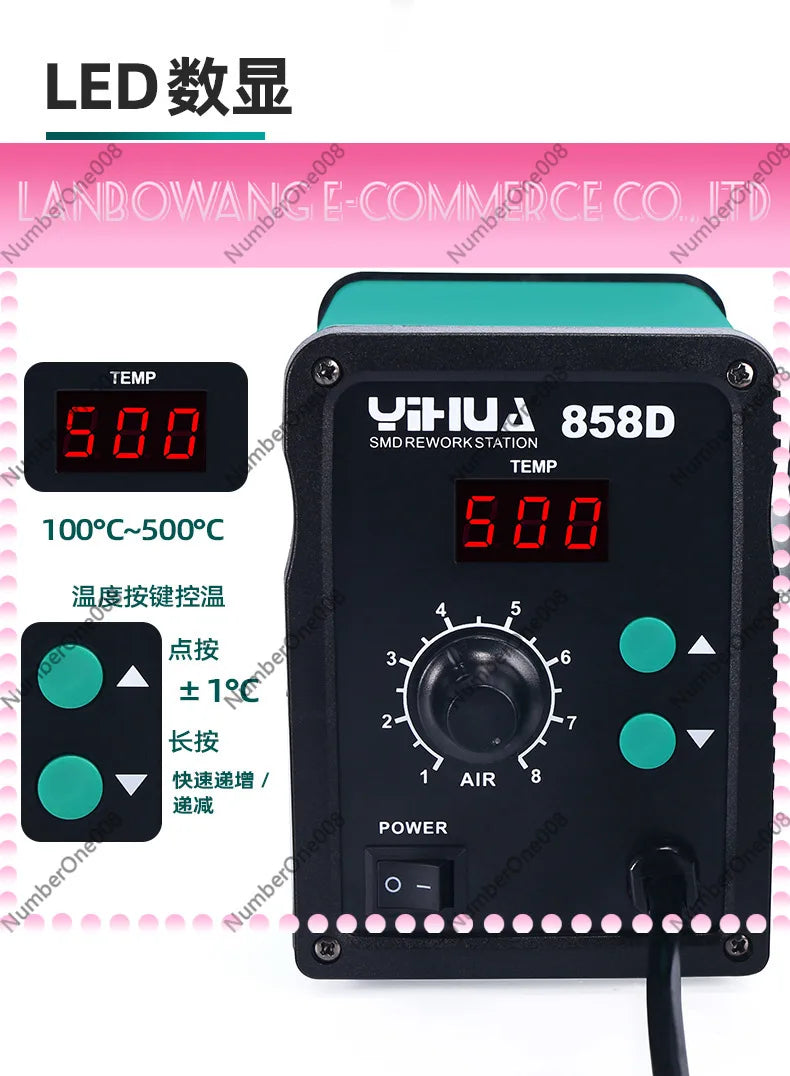 858D Digital Adjustable Constant Temperature Hot Air Desoldering Station Anti-Static Rework Welding Repair Tool