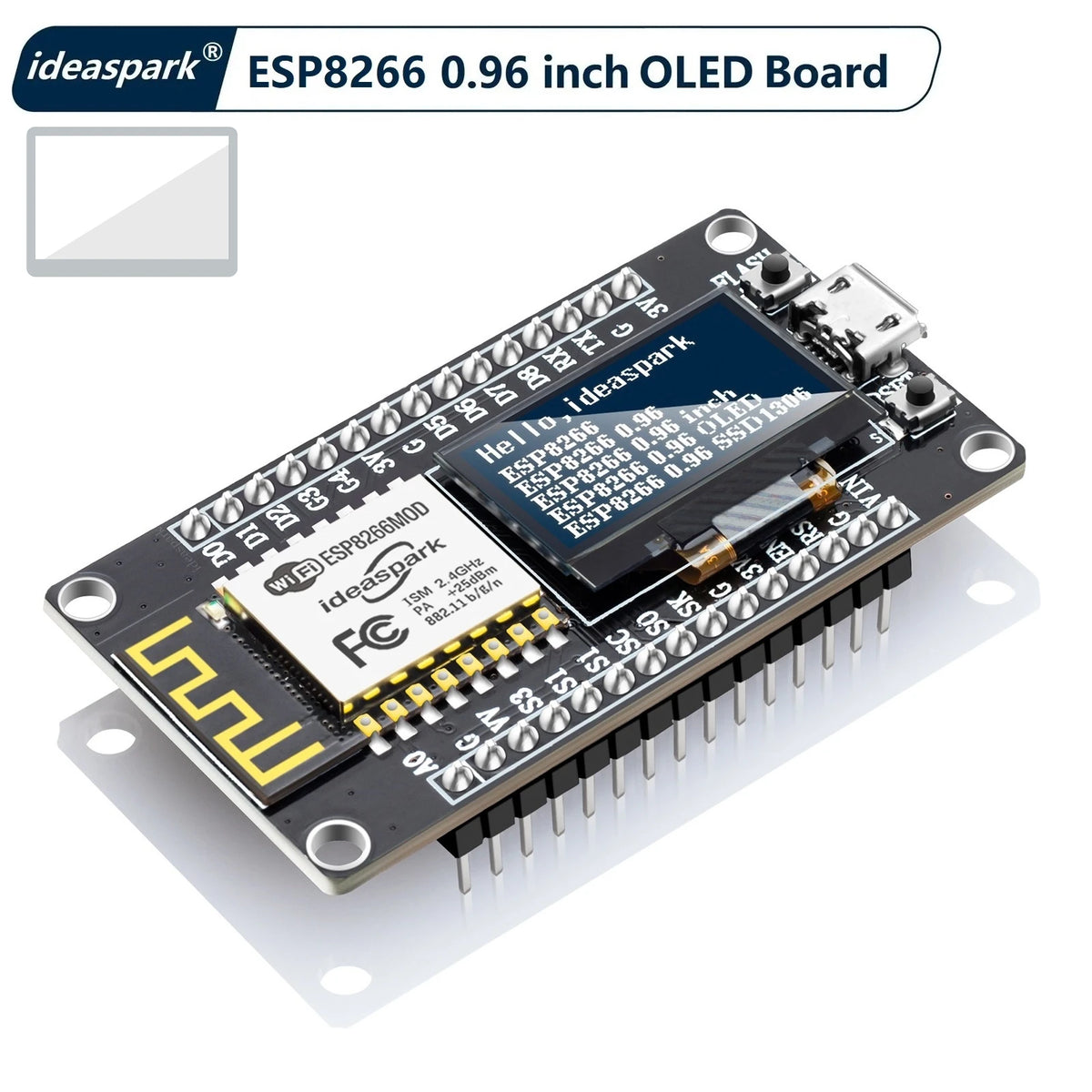 NodeMCU ESP8266 Development Board with 0.96‘’ OLED Display,CH-340,ESP-12E WiFi Module,Micro USB for Arduino/Micropython ESP8266