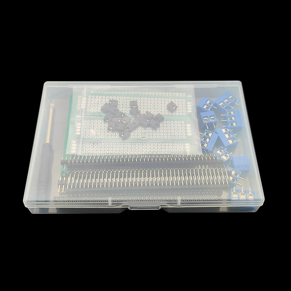 61Pcs/Box Double Side PCB Board Kit 1x40Pin Single Row Male and Female Pin Header Screw Terminal Block Connector Kit For Arduino