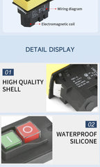 YH02A Electromagnetic Starter Push Button Switches Machine Tool Equipment IP55 Waterproof Safety Witch 28A Replace KLD28A KJD17A