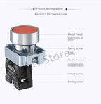 1Pcs Button Switch Self Reset Small Mushroom Head Emergency Stop 22mm Knob Key Start Inching Power on XB2-BG21 XB2-BA31 XB2-BS54
