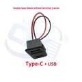 USB 2.0 Connector Female Socket Dual Layer Type C and USB Power Socket Interface, with Cable Charging Car Soldering Plug