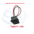 USB 2.0 Connector Female Socket Dual Layer Type C and USB Power Socket Interface, with Cable Charging Car Soldering Plug