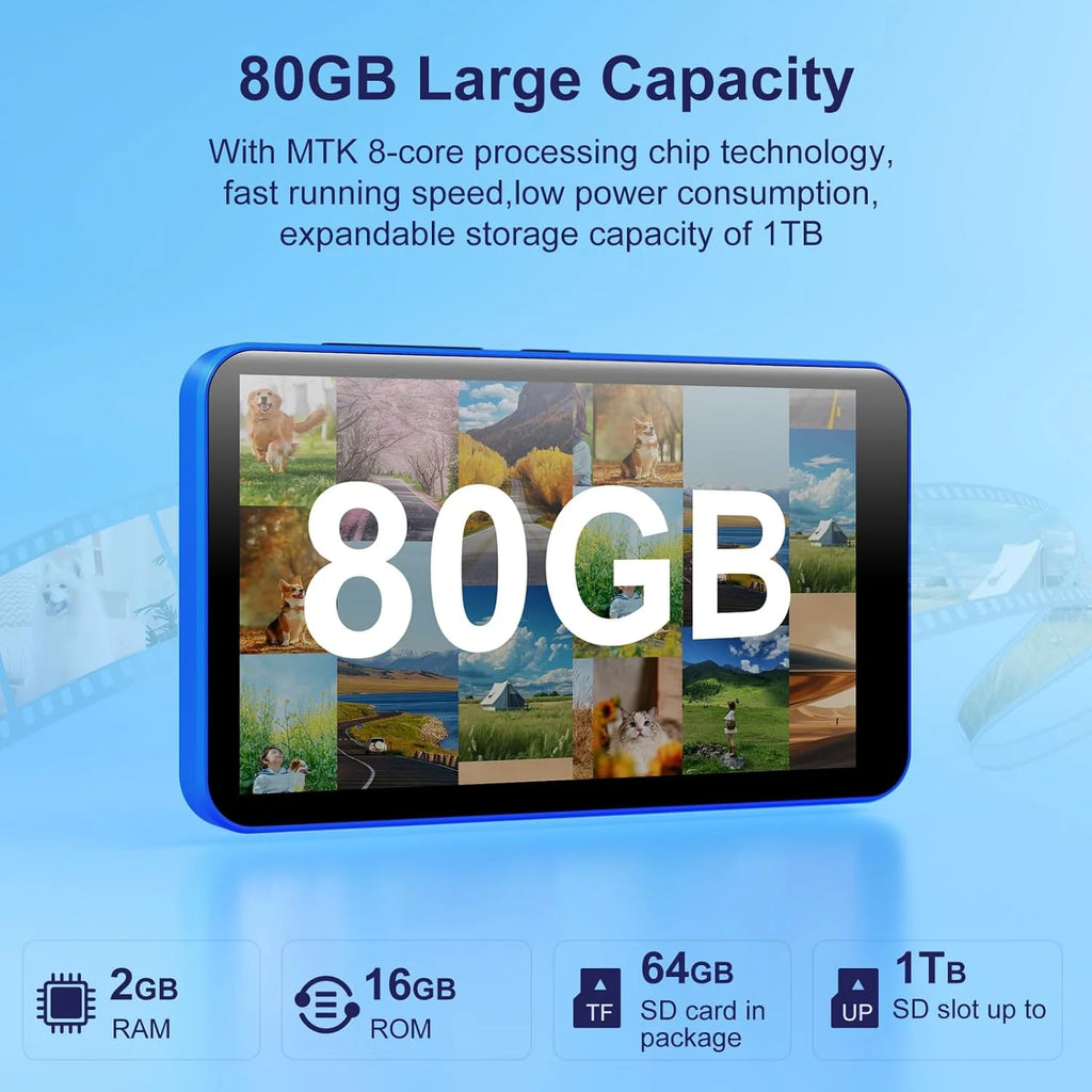 Diofox MP3/MP4 Player Android 4.0 Inch Touch Screen 2+16GB Bluetooth 4.1 Dual‑Band WiFi TF Card Expandable Up To 512GB Portable