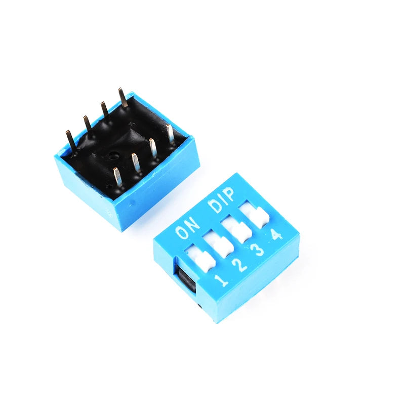 5Pcs DIP Toggle Switch Module (1-8 Bit) 2.54mm Pitch PCB Board Dial Switch Red/Blue Snap Type Switch for Electronic Projects