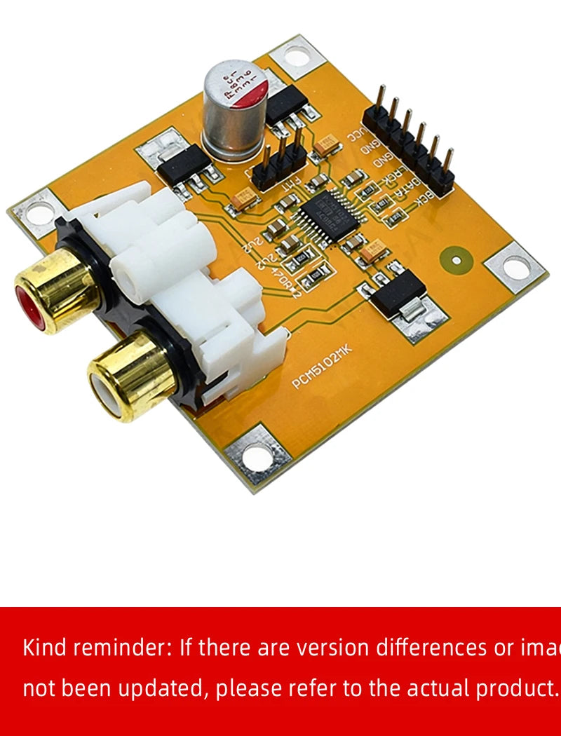 PCM5102 Raspberry Pi DAC Audio Decoder Board I2S Digital Audio Module 112dB SNR DC 5-10V Input Dual RCA Analog Output