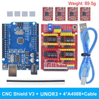 TZTUNO R3 Shield V3 Engraving Machine 3D Printe+ 4pcs DRV8825 Or A4988 Driver Expansion Board For Arduino With USB Cable