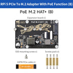 Raspberry Pi 5 PCIe To M.2 With PoE HAT (B) Supports NVMe Protocol M.2 Solid State Drive High-speed Reading Writing Pi 5 PoE HAT