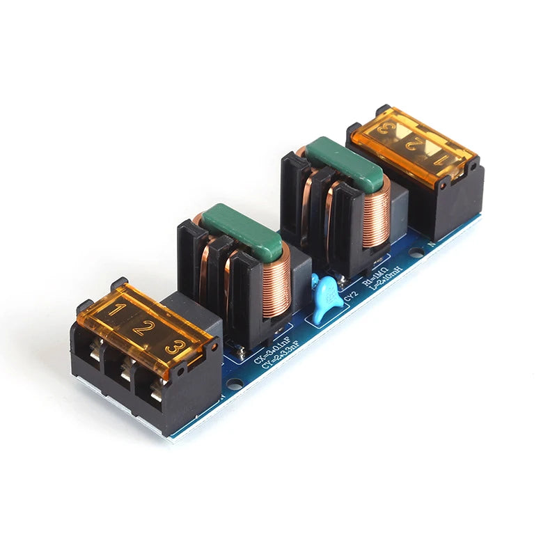 25A EMI Filter AC Power Line Noise Suppressor 50/60Hz Audio Equipment Power Purifier PCB Dual-Stage Common Differential Mode