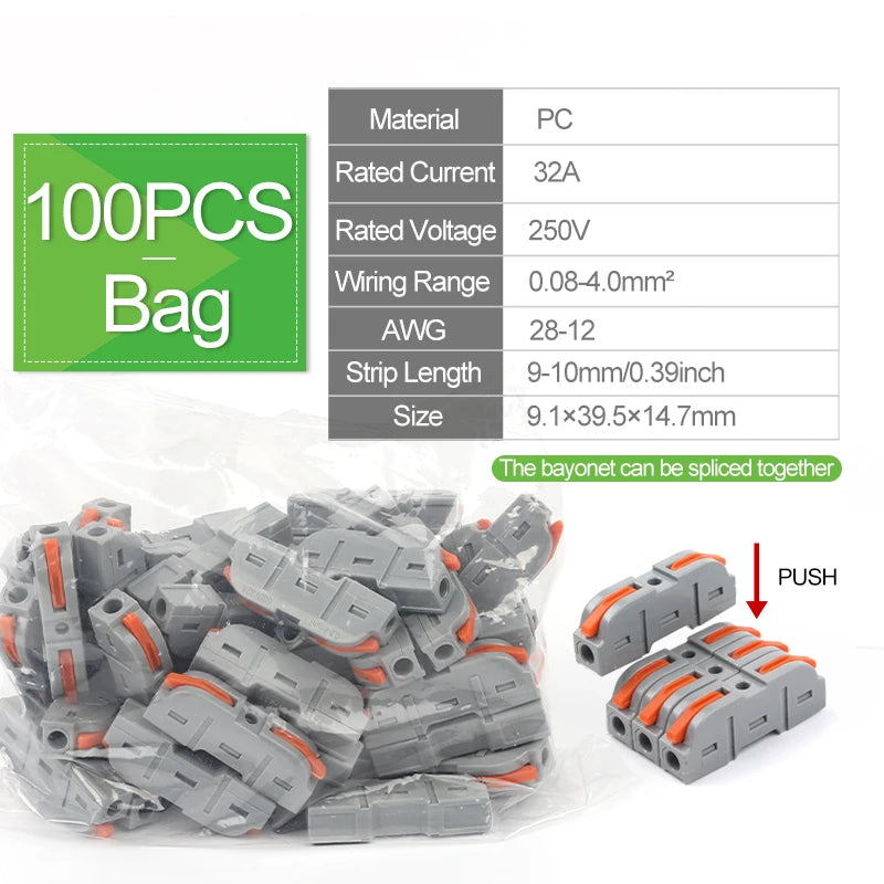 DIY GO Quick Splicing Multiplex Butt Wire Connector Compact Electrical Cable Terminal Block Home Wiring Connectors Junction Box
