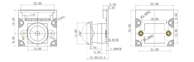 Raspberry Pi 5 8MP Infrared Night Vision Camera - IMX219 Sensor CSI Camera Module with Low-Light Vision
