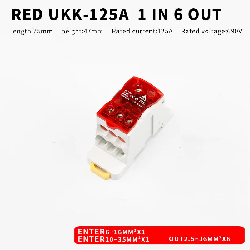 Distribution Box One In Several Out Power Wire Universal Electric Connector Junction Din Rail Terminal Block UKK 80A160A250A400A