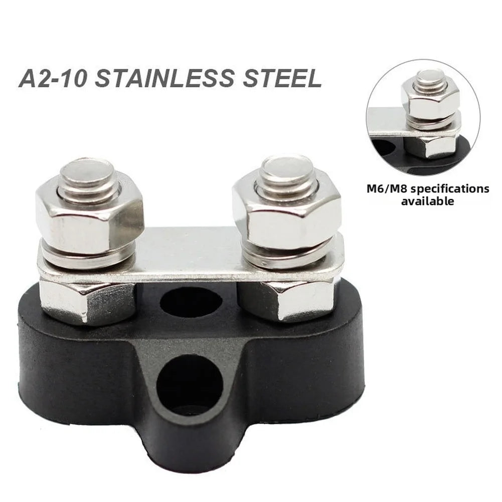 Double Stud Terminal Block M6 M8 For Car Boat Marine Wiring PA66 Insulator Base Electrical Connector 5A To 200A