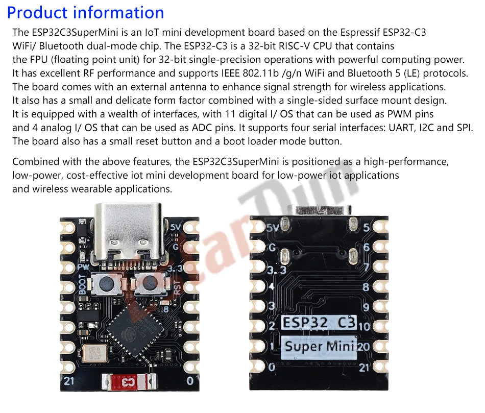 HWGATL ROBOT ESP32-C3 Development Board ESP32 C3 SuperMini WiFi Bluetooth For Arduino