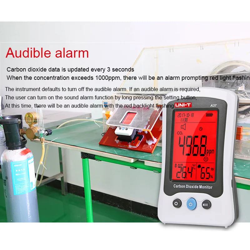 UNI-T Air Quality Monitor A37 Digital Carbon Dioxide Detector 400ppm~5000ppm CO2 Meter Detection NDIR Principle Co2 Sensor