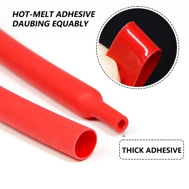 3:1/4:1 Ratio With Glue Dual Wall Heat Shrink Tube 1.6mm - 52mm Adhesive Lined Polyolefin ﻿Wrap Cable Protect Sleeving Black/Red