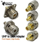 UHF to SMA Connector SO239 PL259 Male Plug & Female Jack 4Hole Flange RF Adapter Straight Brass for CB Radio/Walkie Talkie