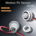 DC 5V 12V 24V 100W PIR Sensor Switch, Adjustable Time & Photocell Mode, High Power Infrared Motion Detector for LED Lighting