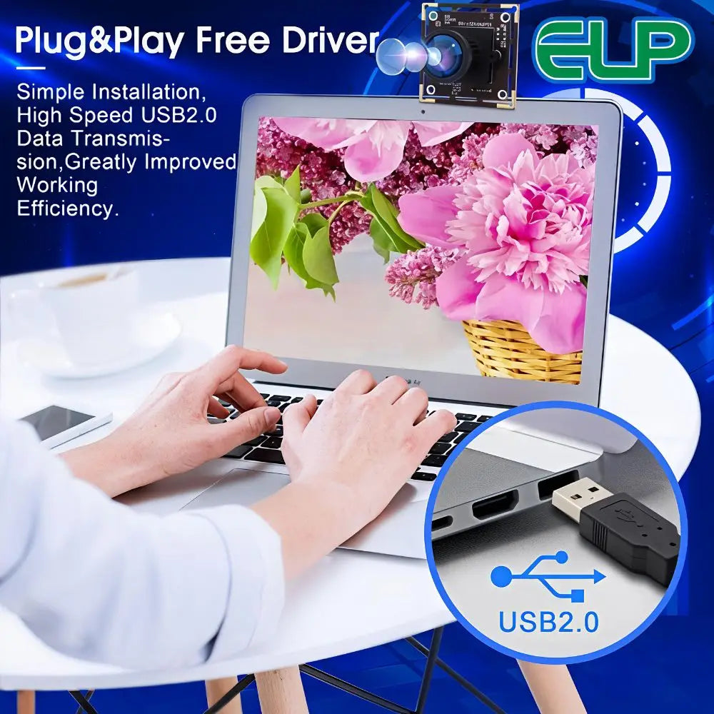 ELP 16MP IMX298 USB Camera Module 120° Low Distortion Wide Angle UVC Webcam for OCR Document Scanning