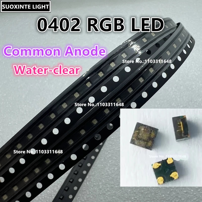 Highlight 0402 RGB SMD LED, Common Anode/Common Cathode, Water-clear, 1010 Full Color Red-Green-Blue 0404 Lamp Beads