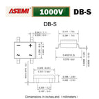 DB107S DB207S DB307S DB407S SMD Diodes 1A 2A 3A 4A Bridge Rectifier 1000V