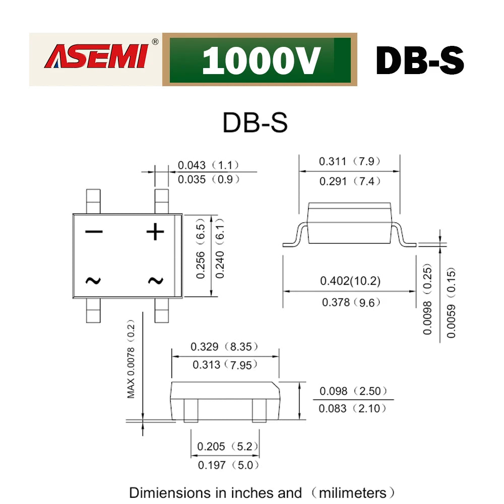 DB107S DB207S DB307S DB407S SMD Diodes 1A 2A 3A 4A Bridge Rectifier 1000V