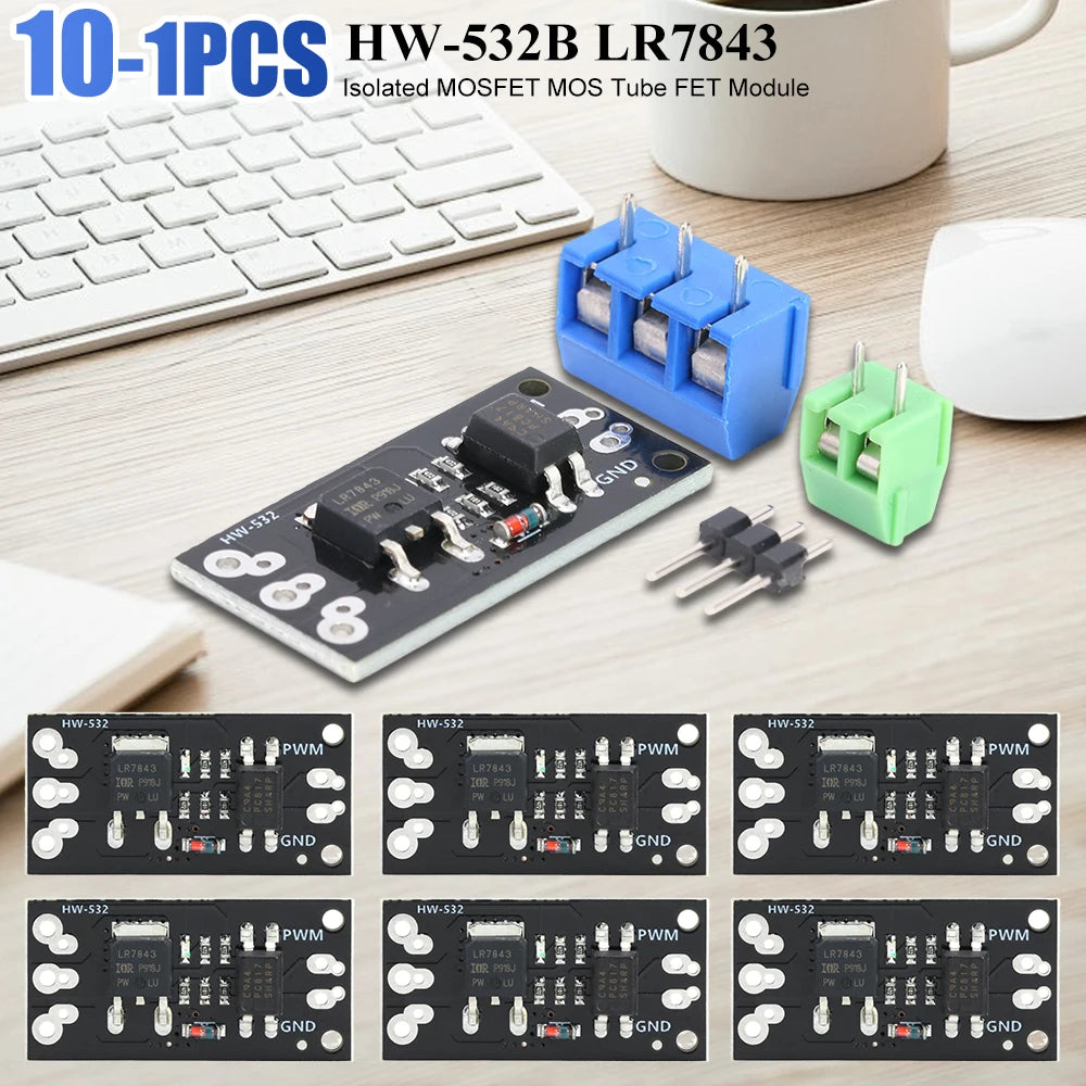 1-10PCS HW-532B LR7843 Isolated MOSFET MOS Tube FET Module Replacement Relay Board for Motor Start Stop Control PWM DC5-30V 161A