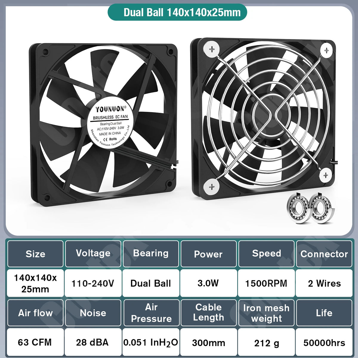 EC Axial Fan 60mm 80mm 90mm 120mm Ball Brushless Fan Cooler AC 110V 120V 220V 230V 240V Computer Case Fan 6025 8025 9225 12038