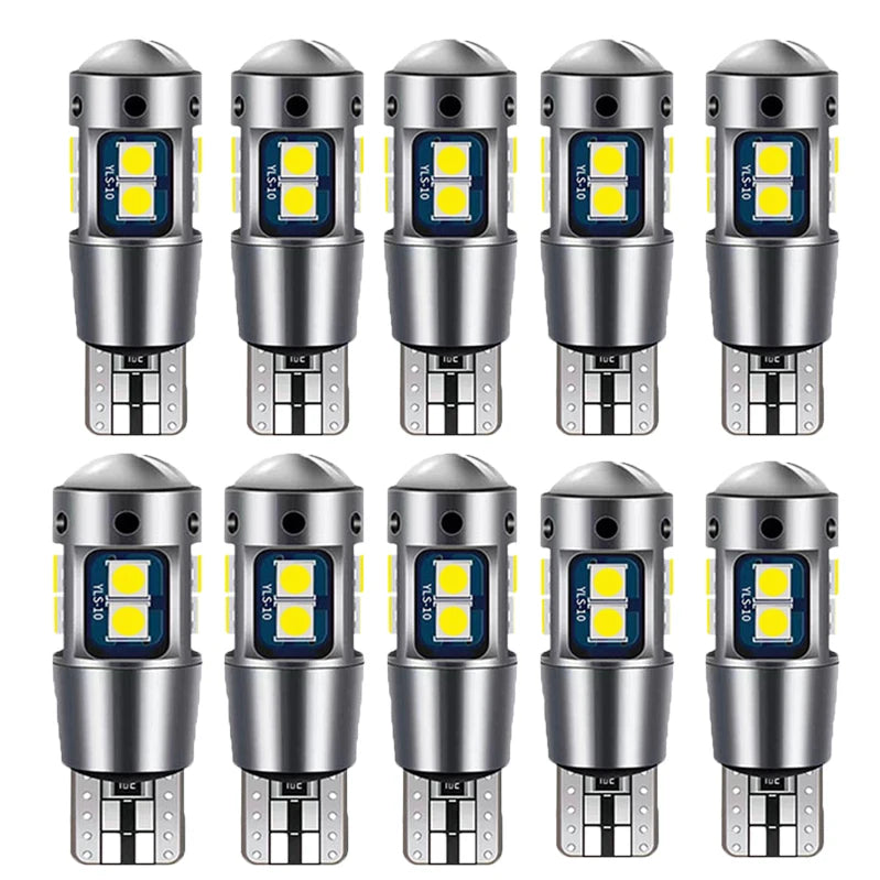 2x W5W T10 LED CANBUS No Error 5W5 12V 10W 950Lm Super Bright Car Interior Side Light 194 3030 SMD Auto Bulb White Amber Red