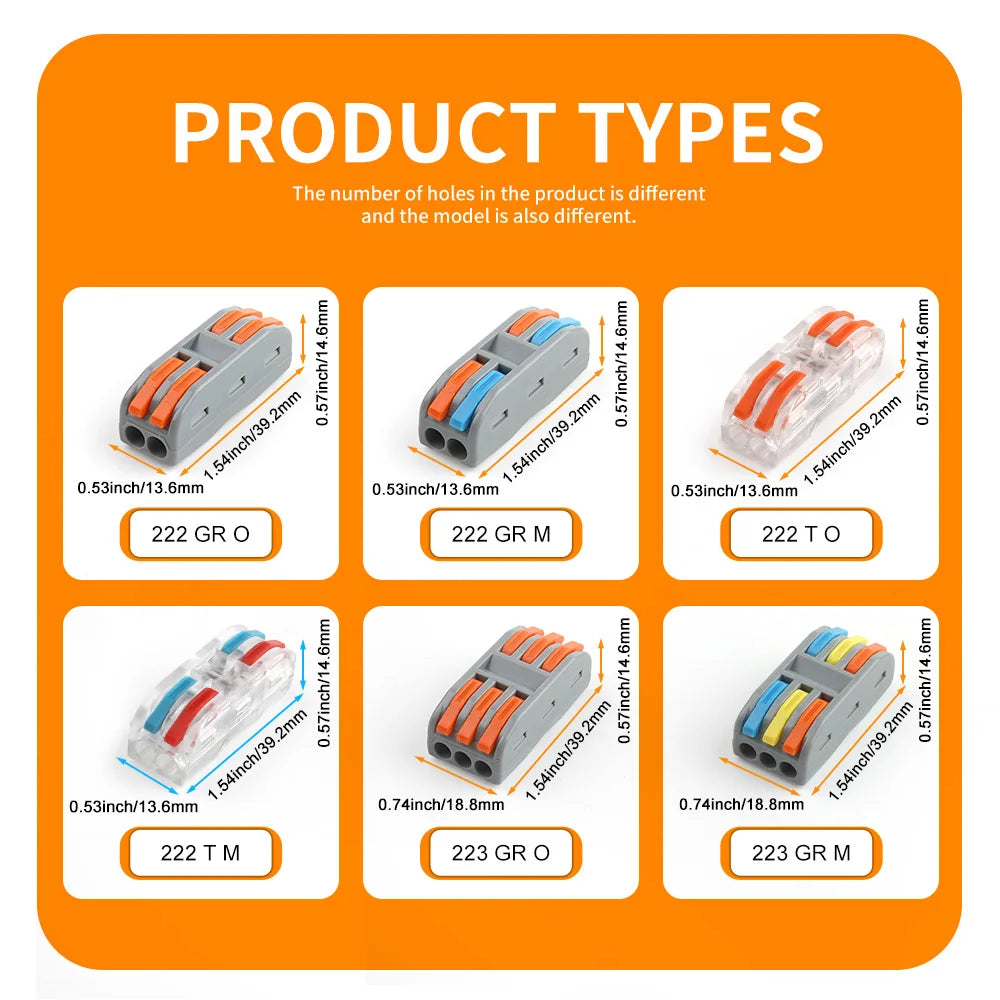10/50Pcs Mini Fast Wiring Cable Connectors Lever 28-12 AWG Universal Lever Wire Nut Electrical Connectors Push-in Home Terminal
