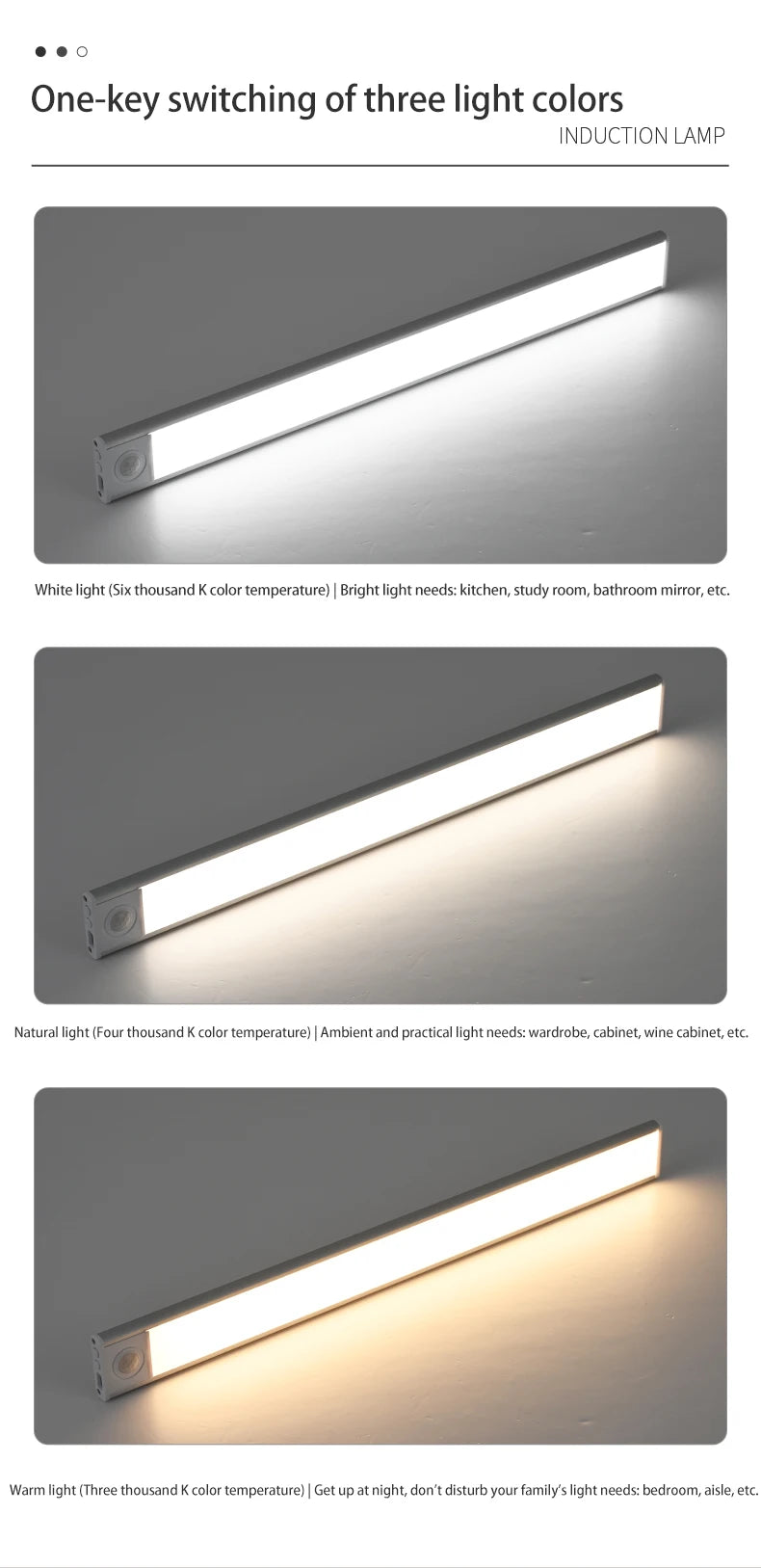 LED Night Light 20/30/40/60CM Motion Sensor Wireless USB Cabinet Night Light Wardrobe Lamp For Kitchen Cabinet Bedroom Wardrobe