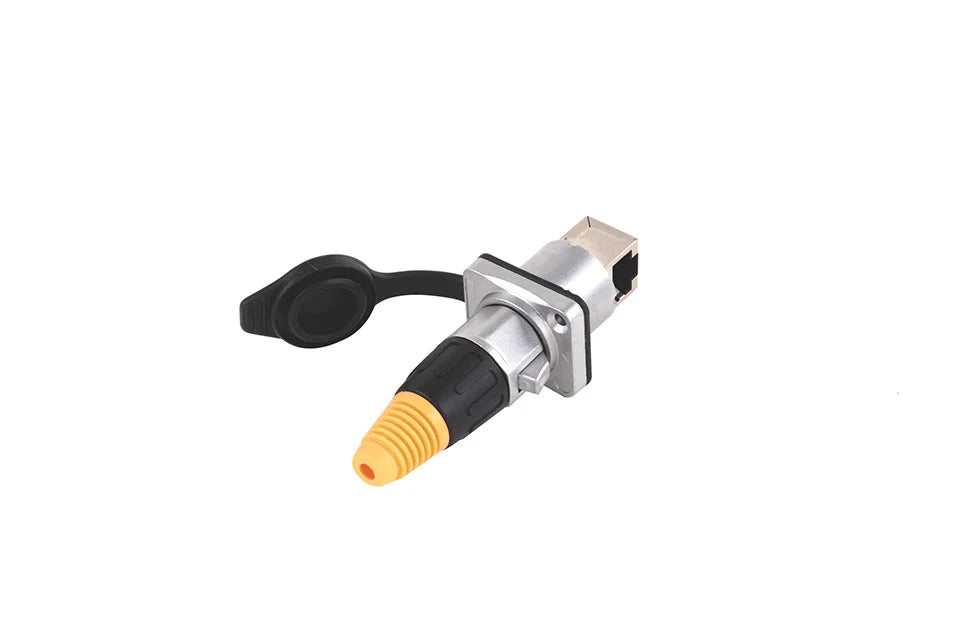 10pcs Waterproof D type RJ45 Connector Female to Female Socket Metal Shell Chassis Panel Mount Network Ethernet RJ45 Adapter