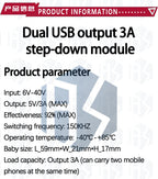 BS LM2596 DC-DC Buck Converter Module - 6V-40V Input to Dual USB 5V/3A Output for Automotive Use