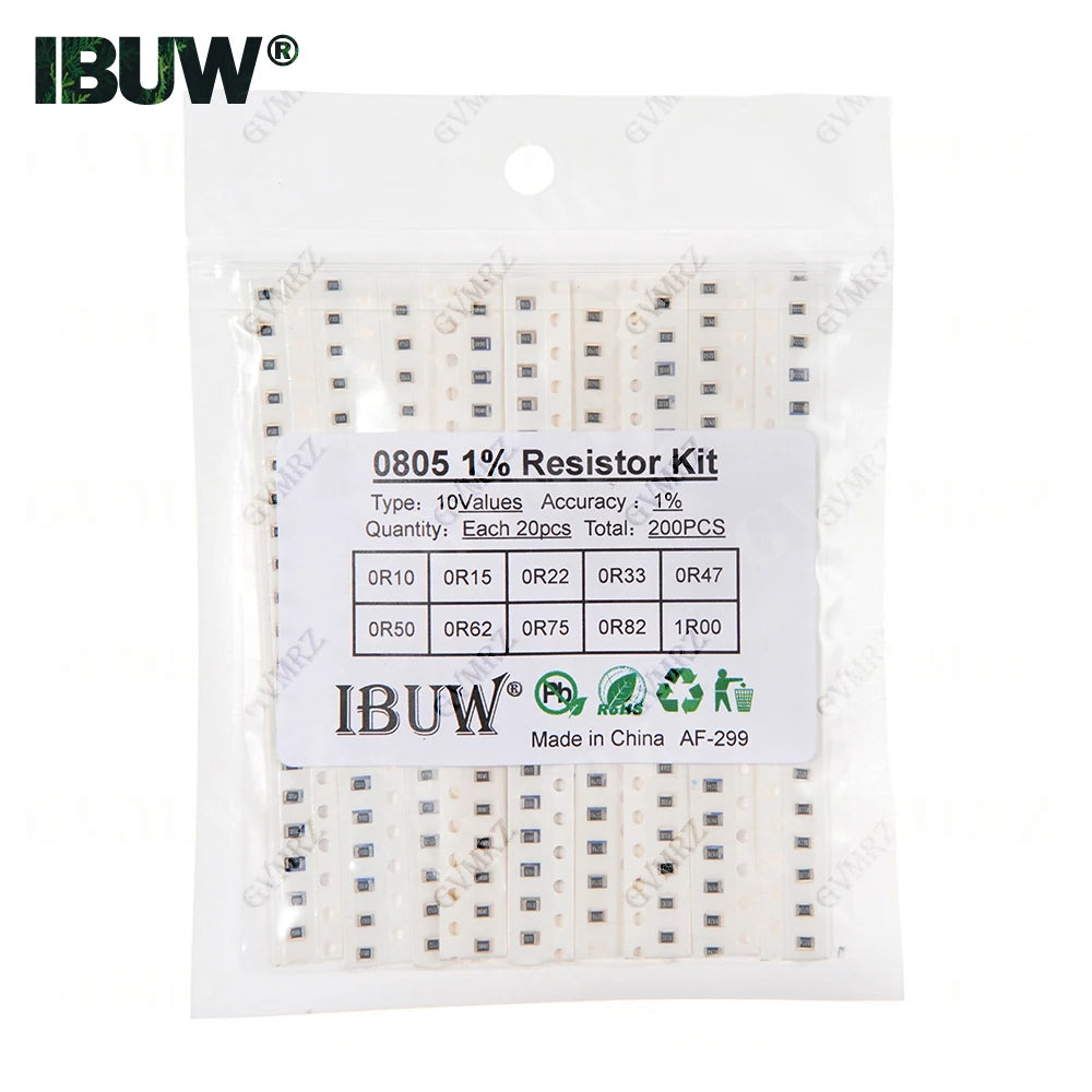 0201 0402 0603 0805 1206 1% 5% SMD Resistor Assorted Kit 1R-1M 10K 100K 1K 100R Resistance Set DIY