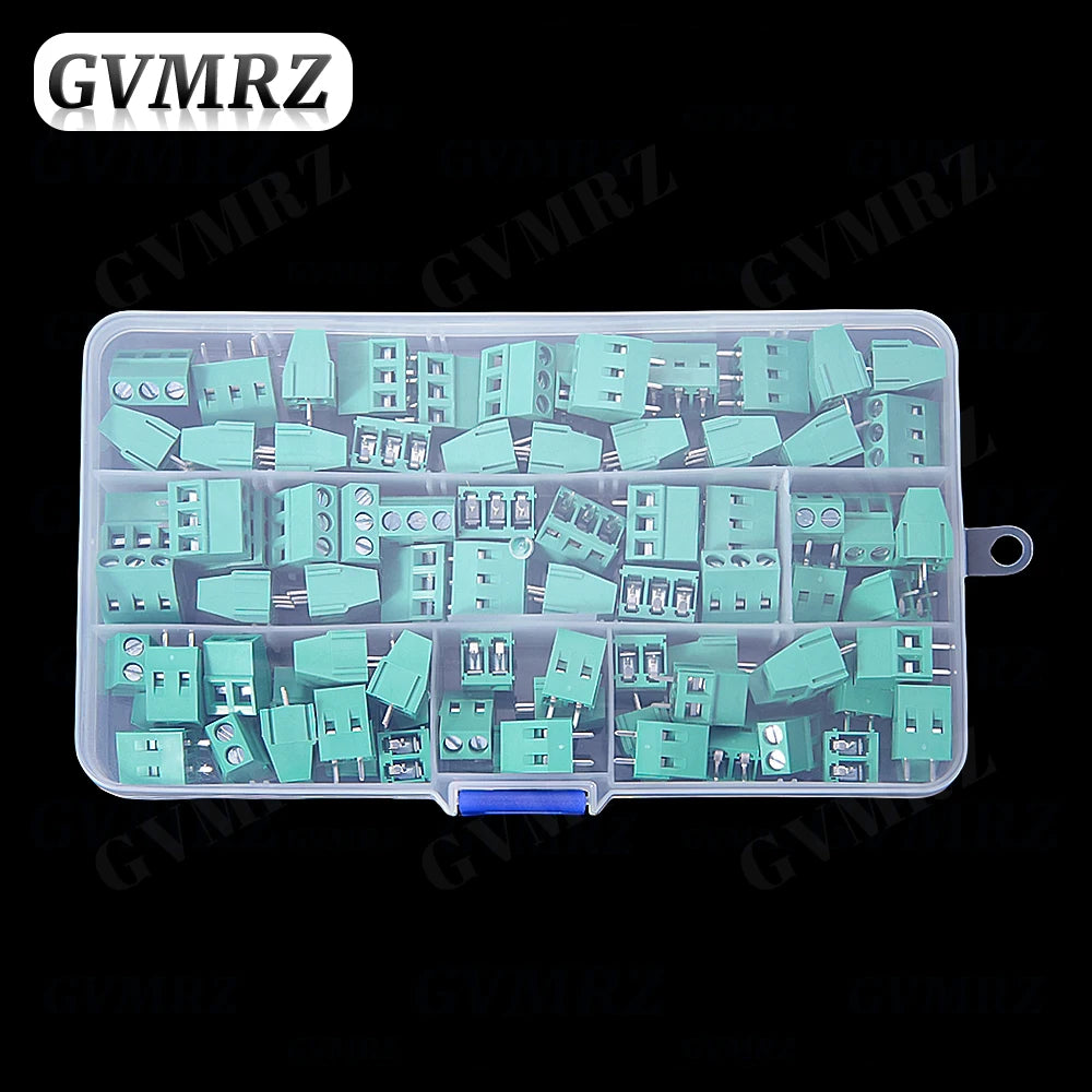 80PCS PCB Screw KF128-2 KF128-3 Terminal Block Connector KF128 Pitch 5.0MM 2P 3P Splicable Kit Box