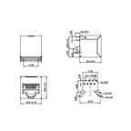 5PCS RJ45 Vertical 180 Degree Network Socket With Shield and Lamp Network Cable Interface 5224-8p8c In-Line Connector
