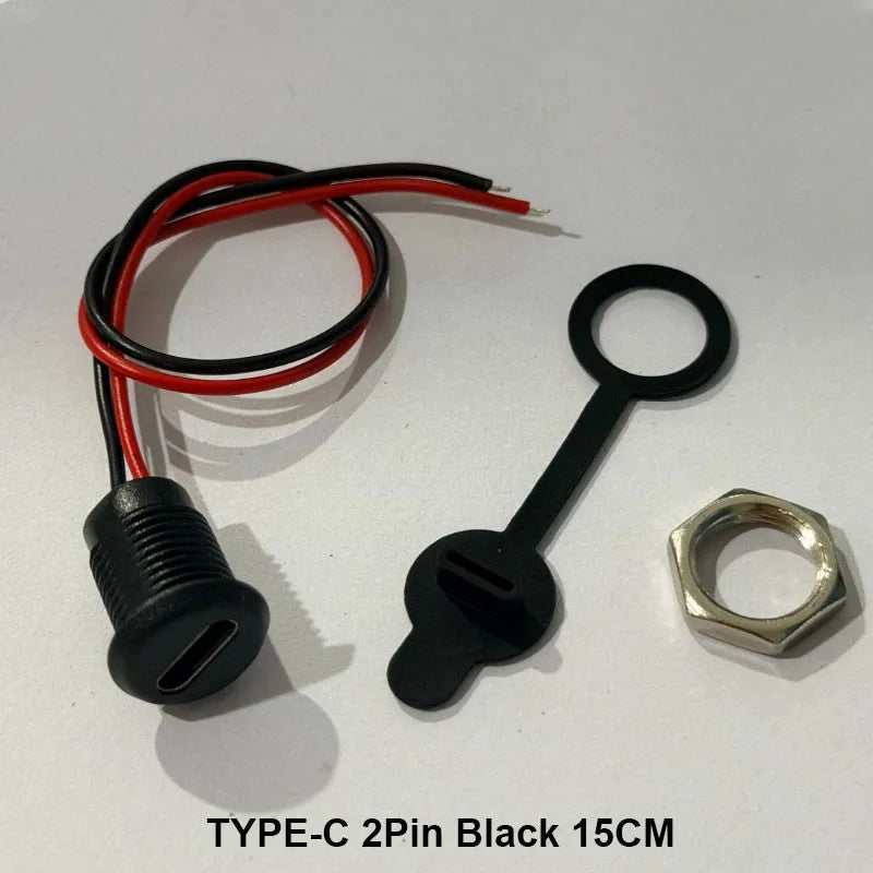 1/5PC 2/4/5Pin USB Type C Connector Type-C Female Socket With PH2.0 Terminal Nut Locking Plate Waterproof Fast Charging JackPort