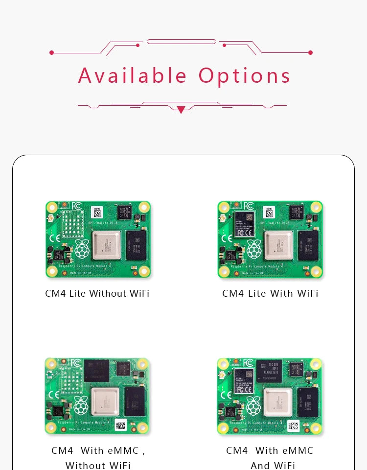 Raspberry Pi CM4101000 CM4101008 CM4101016 CM4101032 CM4001000 CM4001008 CM4001016 CM4001032 CM4 Kit Compute Module 4 WiFi EMMC