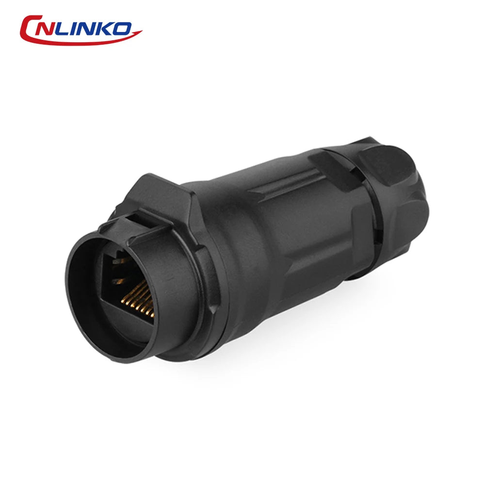 CNLINKO LP16 Waterproof Circular RJ45 Connector 8P8C Male/Female Panel Mount, PBT Push-Pull for Industrial Automation & Marine
