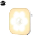 Motion Sensor LED Night Lights US/EU Plug Dimmable Cabinet Light For Baby Bedside Bedroom Corridor Wireless Lamp Lighting Small
