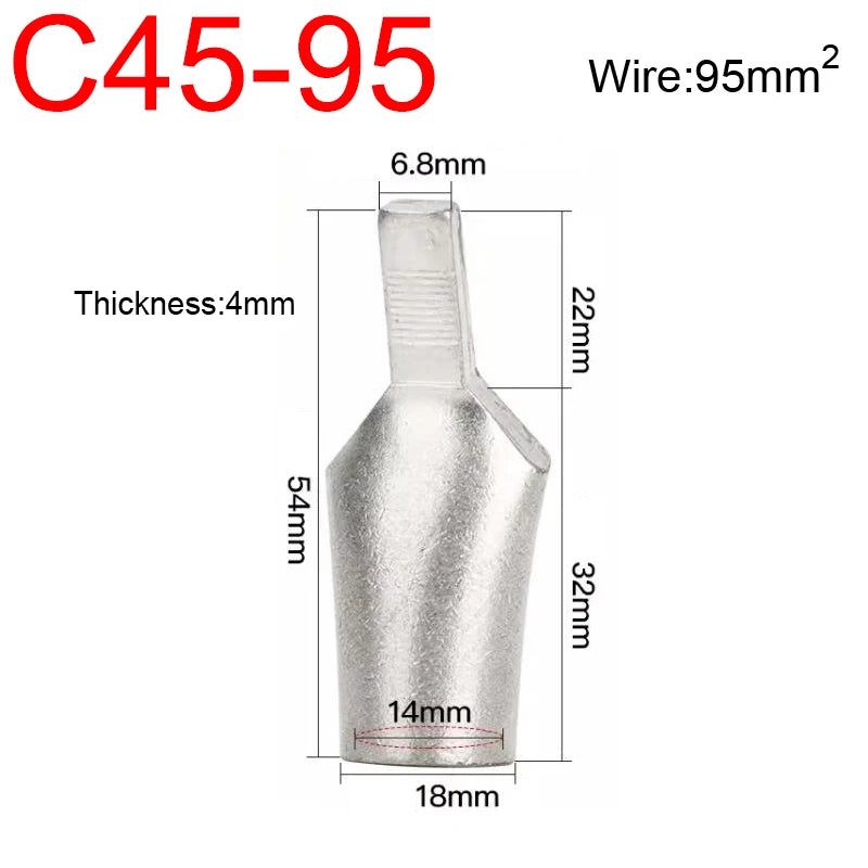 C45 4/6/10/16/25/35/50/70/95mm2 Cable Wire Copper Circuit Breaker Lug Insert Needle Pin Plug Cord End Connector Crimp Terminal