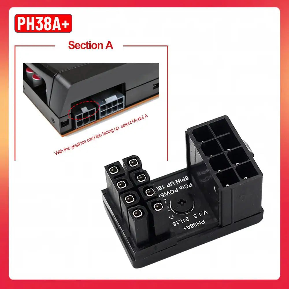 Power Adapter Board 8 Pin GPU Power Connector 6 Pin GPU PCIe 180 Degree Angle for PC Computer Graphics Card