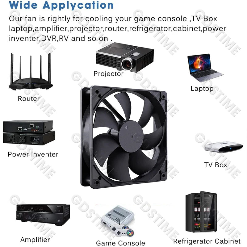 Gdstime 120mm USB PC Fan 5V 12V 24V 48V 12cm DC Brushless Cooling Fan 12025 2PIN 3PIN 4PIN Ball Computer Case Fan Waterproof Fan