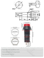 10PCS PBS-11A 12mm self-locking Plastic Push Button Switch Latching Switchs 1A 250V AC 2PIN PBS-11B