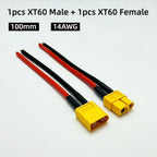 XT60 Male Female Bullet Connectors Plug Adapter With 14AWG 100mm Silicon Wire XT-60 Male Female Connector For RC Lipo Battery